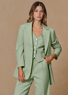 front Rowan Dusty Sage Refined Weave Performance blazer