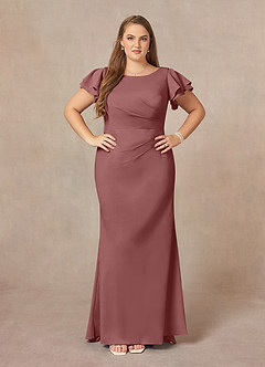 Azazie Peppermint Mother of the Bride Dresses Desert Rose Mermaid Scoop Ruched Stretch Crepe Dress image6