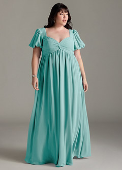 Azazie Madisynn Maternity Bridesmaid Dresses Bow Chiffon Floor-Length Dress image5