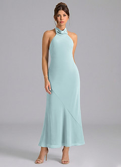 Azazie Velli Bridesmaid Dresses Mist Mermaid High Neck Chiffon Dress image5