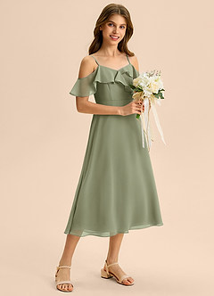 Azazie Kamilla Junior Klä av A-Line i Chiffong Av axeln image5