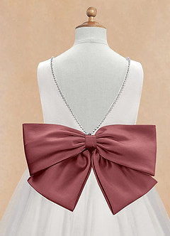 Azazie Seline Flower Girl Dresses Ivory Amethyst A-Line Bow Tulle Dress image9