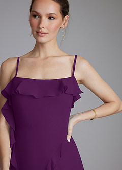 Azazie Malia Bridesmaid Dresses Grape Sheath Ruched Chiffon Dress image3