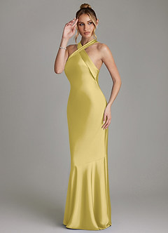 Azazie Reign Bridesmaid Dresses Canary Mermaid Pleated Stretch Satin Dress image5