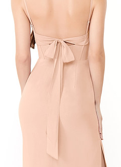 Azazie Mai Abiti da Damigella Abito Tubino in Chiffon Plissettato Rosa Inglese image6