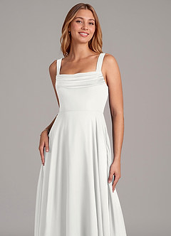 Azazie Shaude Bridesmaid Dresses White A-Line Pleated Chiffon Dress image5