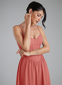 Azazie Alisha Brautjungfernkleider Eine Linie Korsett Chiffon Kleid Antike Rose image3