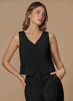 front Rowan Black Refined Weave Performance vest
