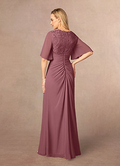 Azazie Carson Mother of the Bride Dresses Desert Rose A-Line V-Neck Lace Chiffon Dress image3