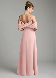 Azazie Mercedes Bridesmaid Dresses Powder Pink A-Line Off the Shoulder Chiffon Dress image6