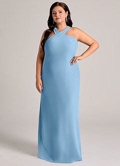 Azazie Doretta Bridesmaid Dresses Steel Blue Mermaid Pleated Chiffon Dress image8