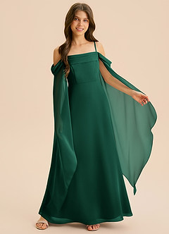 Azazie Moana Junior Linia A Pofałdowany Szyfon Długość podłogi Młodsza druhna Sukienka image6