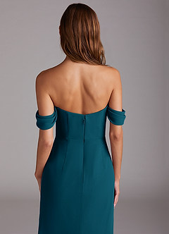 Azazie Saige Jurken voor bruidsmeisjes Converteerbaar Jurk van Chiffon met A-Lijn Off the Shoulder Inkt Blauw image6