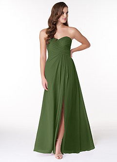 Azazie Arabella Allure Bridesmaid Dresses Olive A-Line Sweetheart Neckline Chiffon Convertible Dress image1