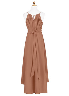 Azazie Oaklynn Junior Robe Trapèze en Mousseline de soie Plissée Bronze image7