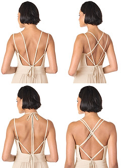 Azazie Farren Bridesmaid Dresses White Alabaster A-Line Pleated Chiffon Convertible Dress image9
