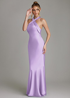 Azazie Reign Bridesmaid Dresses Lilac Mermaid Pleated Stretch Satin Dress image5