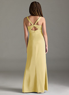 Azazie Mero Junior Lemon Sorbet Mermaid Pleated Stretch Satin Dress image5