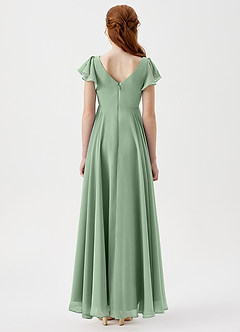 Azazie Caria Junior Matcha A-Line Pleated Chiffon Dress image4