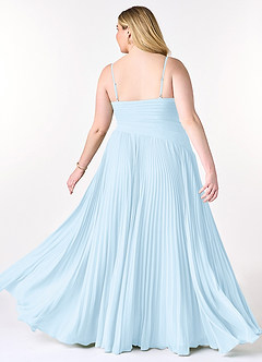 Azazie Vini Vestidos de damas de honor Vestido de Azul Cielo de Gasa de Corte en A con Cuello en V Plisado image9
