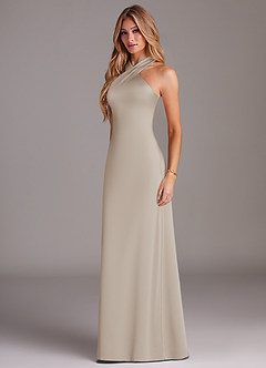 Azazie Doretta Bridesmaid Dresses Frost Mermaid Pleated Stretch Satin Dress image4