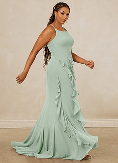 Christian Siriano Bridal for Azazie 1006 Bridesmaid Dresses Agave Mermaid Ruched Chiffon Dress image13
