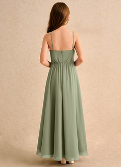 Azazie Twilight Dance Girls Formal Flower Girl Dresses Pistachio A-Line Pleated Chiffon Dress image2