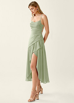 Heloise Light Green Satin Lace Up Back Maxi Dress image3