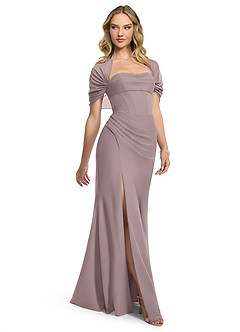 Azazie Zia Vestidos de damas de honor Vestido de Atardecer de Gasa de Corte Recto Convertible con Corte Lateral image3