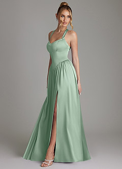 Azazie Francis Morsiusneito Mekot A-linja Korsetti Joustava satiini Lattian pituus Pukeutua image6