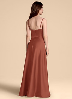 Azazie Prisha Junior Auburn A-Line Pleated Stretch Satin Dress image2