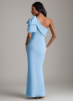 Azazie Yuanna Bridesmaid Dresses Powder Blue Mermaid One Shoulder Chiffon Dress image6