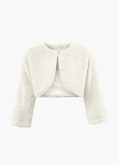front Flower Girl Faux Fur Jacket