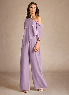 Azazie Halima Mother of the Bride Dresses Wisteria Jumpsuit/Pantsuit Side Slit Chiffon Dress image2