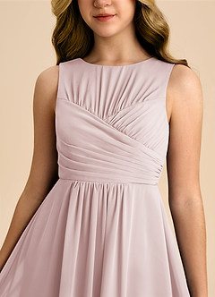 Azazie Skyla Junior Blushing Pink A-Line Pleated Chiffon Dress image7