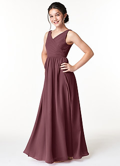 Azazie Sawyer Junior Sangria A-Line Pleated Chiffon Dress image5