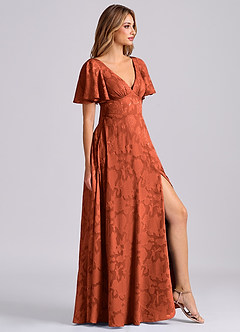 Azazie Kimber Suknie dla druhen Linia A z kieszeniami Kwiatowe wypalenie Do ziemi Sukienka image4