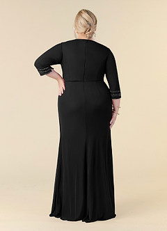 Azazie Rosena Final Sale Black Sheath Pleated Mesh Dress image8