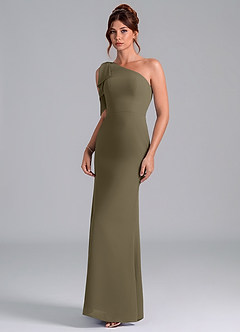Azazie Rinna Bridesmaid Dresses Willow Green Mermaid One Shoulder Chiffon Dress image3