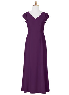 Azazie Claudine Junior Grape A-Line Pleated Chiffon Dress image5
