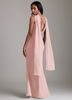 Azazie Linelle Bridesmaid Dresses Powder Pink Mermaid Pleated Chiffon Dress image10