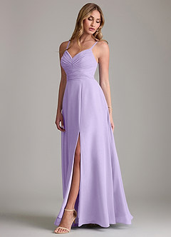 Azazie Terese Bridesmaid Dresses Lilac A-Line Pleated Chiffon Dress image4