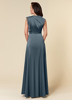 Azazie Narine Mother of the Bride Dresses Twilight A-Line High Neckline Pleated Stretch Satin Dress image5