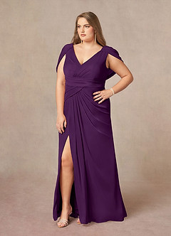 Azazie Luisa Mère de la mariée Robes Robe Sirène en Maille Col en V plissé Grain De Raisin image9