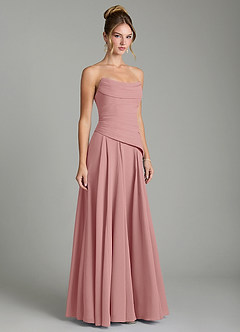 Azazie Gabriela Abiti da Damigella Abito A-Line in Chiffon Corsetto Rosa Polverosa image5