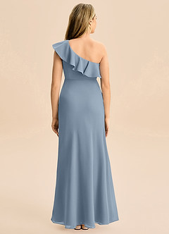 Azazie Alissa Junior Dusty Blue A-Line Ruched Chiffon Dress image6