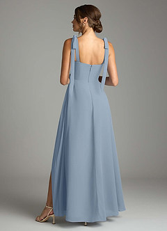Azazie Debra Bridesmaid Dresses Dusty Blue A-Line with Pockets Chiffon Convertible Dress image10