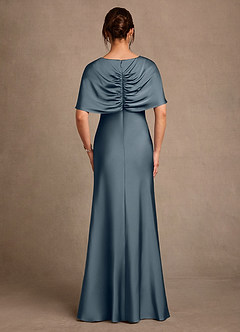 Azazie Dosia Vestidos para mãe da noiva Vestido Crepúsculo de Cetim elástico de Bainha com Plissado image3