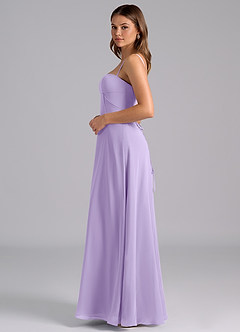 Azazie Valentine Vestidos de damas de honor Vestido de Lila de Gasa de Corte en A con Corsé image4