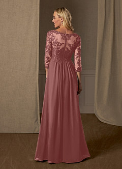 Azazie Hayek Mother of the Bride Dresses A-Line V-Neck Lace Chiffon Floor-Length Dress image4